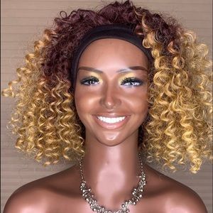 New Luxury Beautiful Afro Kinky Curly Synthetic Headband Hair Wig